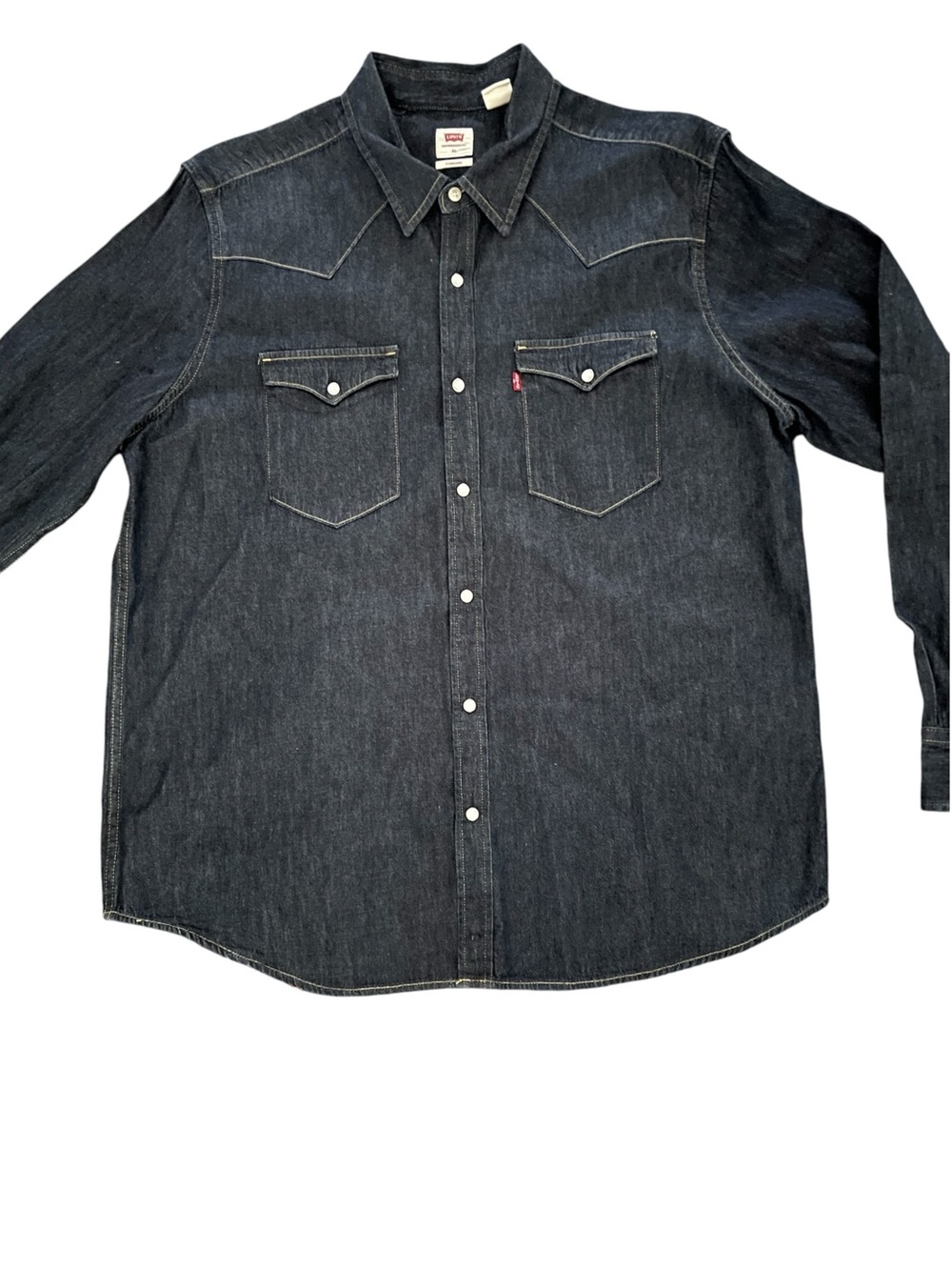Levi’s Barstow Dark Blue Denim Western Pearl Snap Shirt XL